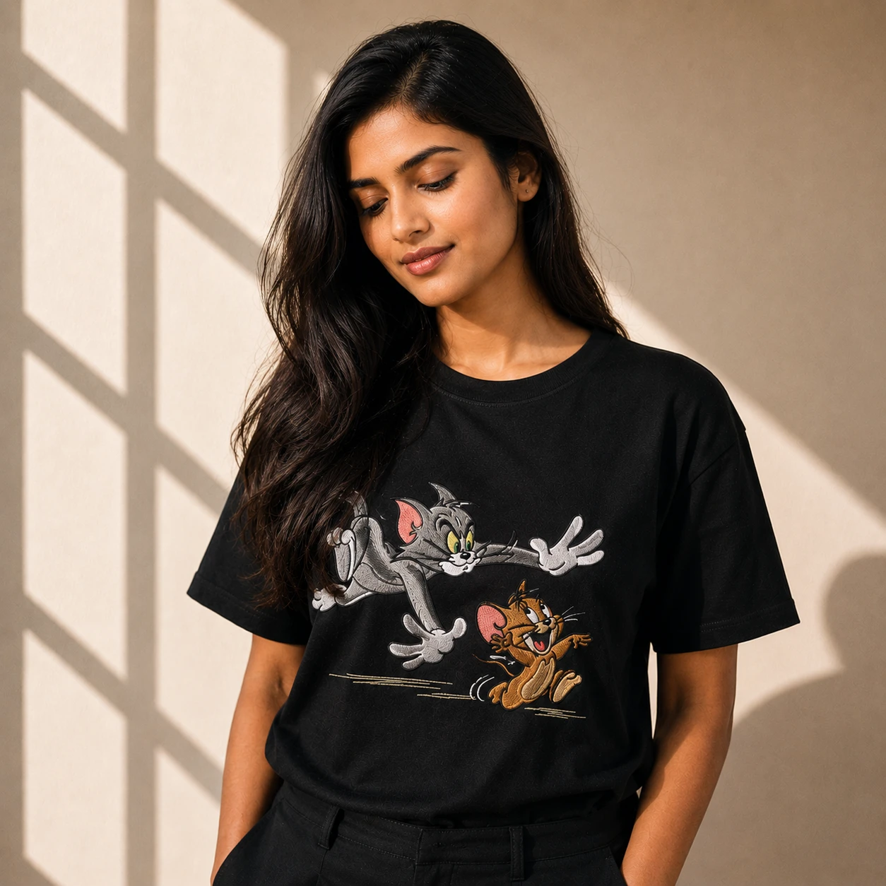 Women's premium embroidered t-shirts online India — breathable pure cotton fabric — Luxureign